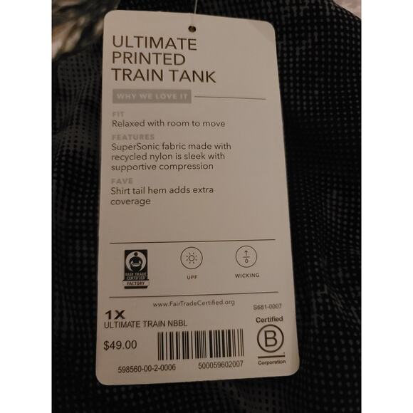 NWT Athleta Ultimate Train Printed Tank - 1X - Nebula Black - 1X - Picture 4 of 4
